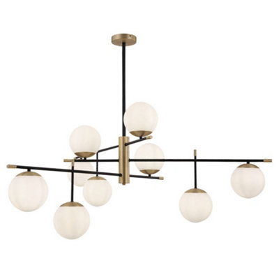 Luminosa Lighting Luminosa Nostalgia Globe Ceiling Pendant Lamp Matt Gold 9 LightE14 from B&Q