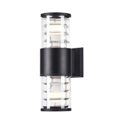 B&Q -  Luminosa Bronx Wall Lamp Black2 Light Ip54E27