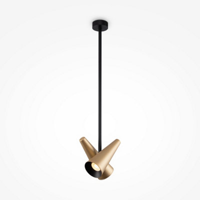 B&Q -  Luminosa Maytoni Giro Modern 2 Light Pendant Ceiling Light Brass Gu10