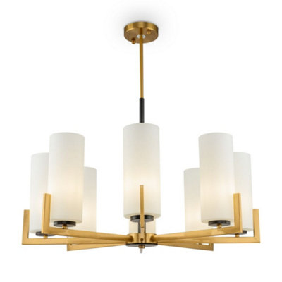 Luminosa Lighting Luminosa Modern Fortano 8 Light Brass Chandelier Glass Shade