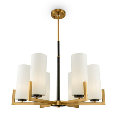 Luminosa Lighting Luminosa Modern Fortano 6 Light Brass Chandelier Glass Shade