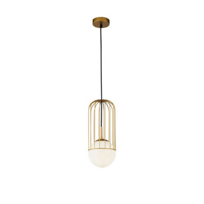 B&Q -  Luminosa Telford Cage Ceiling Pendant Lamp Gold1 LightE27