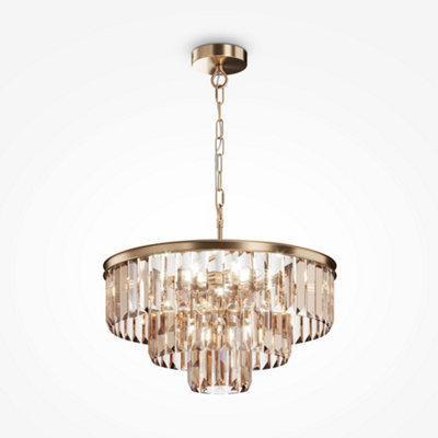 Luminosa Lighting Luminosa Maytoni Revero Classic 7 Light Pendant Ceiling Light Gold E14 from B&Q