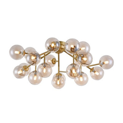 Luminosa Lighting Luminosa Dallas Semi Flush Ceiling Lamp Gold20 LightG9 from B&Q