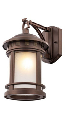 B&Q -  Luminosa Outdoor Salamanca Brown Lantern Wall Lamp Ip44