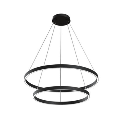 B&Q -  Luminosa Modern Rim Integrated Led Black 2 Tier Circular Pendant Ceiling Light