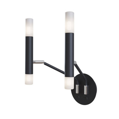 B&Q -  Luminosa Vigo Modern Candle Wall Lamp BlackGlass Matt White Shade