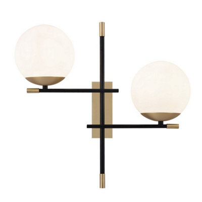 B&Q -  Luminosa Nostalgia Wall Lamp Matt Gold 2 LightE14