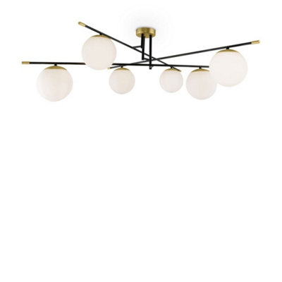 Luminosa Lighting Luminosa Modern Nostalgia 6 Light Matt Gold Ceiling Lamp Glass Globe Shade
