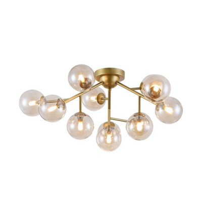 Luminosa Lighting Luminosa Dallas Semi Flush Ceiling Lamp Gold12 LightG9