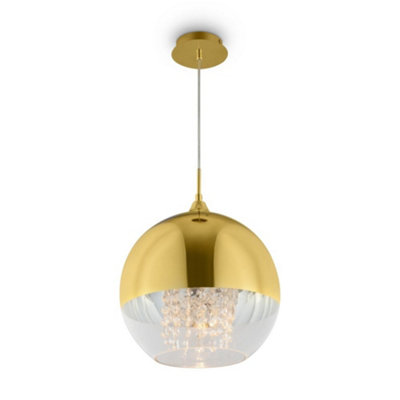 B&Q -  Luminosa Modern Fermi Gold Dome Pendant Ceiling Light