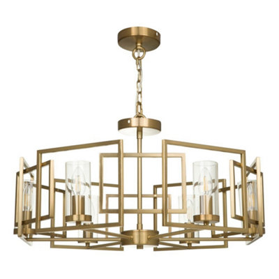 B&Q -  Luminosa Bowi Cylindrical Ceiling Pendant Lamp Gold6 LightE14