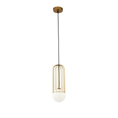 Luminosa Lighting Luminosa Telford Cage Ceiling Pendant Lamp Gold1 LightG9 from B&Q