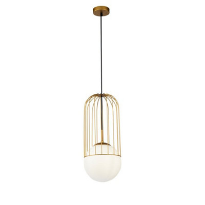 B&Q -  Luminosa Telford Cage Ceiling Pendant Lamp Gold1 LightE27