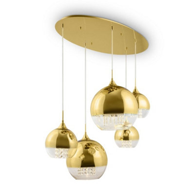 B&Q -  Luminosa Modern Fermi 5 Light Gold Cluster Pendant Ceiling Light