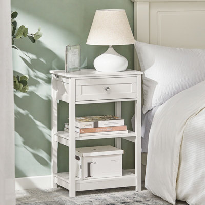Sobuy Fbt46-WBeside Table With 1 Drawer 2 ShelvesEnd Table Lamp Table Night Stand,white,w45Xd30Xh68 from B&Q