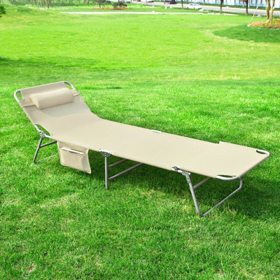 Sobuy Ogs35-MiTextilene Reclining Folding ChairAdjustable Back Camping Chair SunloungerBeige,w193Xd56Xh81 from B&Q