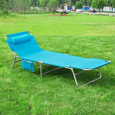 Sobuy Ogs35-BTextilene Reclining Folding ChairAdjustable Back Camping Chair,blue,w193Xd56Xh81 from B&Q