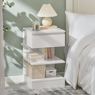 Sobuy Fbt49-WSide Table Night Stand Bed Sofa Table With 1 Drawer And 2 Shelves,white,w39Xd39Xh65 from B&Q