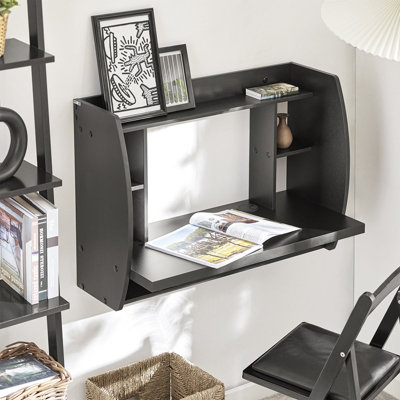 Sobuy Fwt18-SchWall-Mounted Table Desk With Storage ShelvesBlack,w82Xd39Xh60 from B&Q