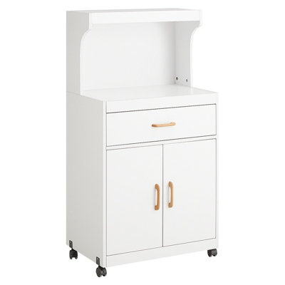 Sobuy Kitchen Storage Trolley Cabinet Cupboard Sideboard On Wheels White from B&Q
