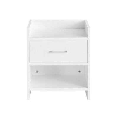 Sobuy White Side Table With Drawer Bedside Night Stand End Table B&Q