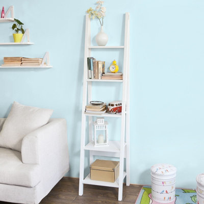 Sobuy Frg101-W5 Tiers Ladder ShelfStorage Display Shelving Wall Shelf Bookcase,white,w44Xd39Xh180 from B&Q