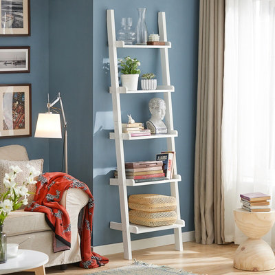 Sobuy Frg17-W5 Tiers Ladder Shelf Bookcase Storage Display Shelving Wall Shelf,white,w56Xd32.5Xh190 from B&Q