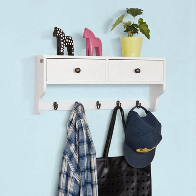 Sobuy Frg178-WWall Coat Rack Wall Display Storage Unit,white,w60Xd14.5Xh26.7 from B&Q