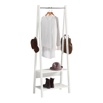 Sobuy Frg59-W Clothes Rail Stand With 2 Storage Shelves Modern Coat Rack & Hanging Rail Freestanding Garment Rack,white from B&Q