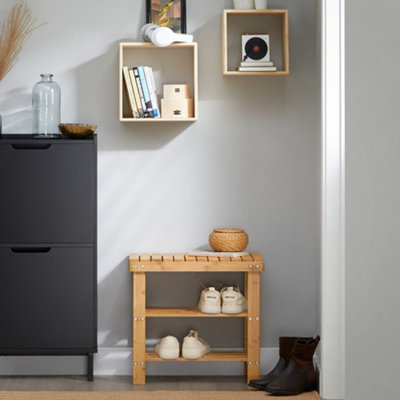 Sobuy Fsr02-K-N2 Tiers Bamboo Shoe Rack Shoe BenchBathroom ShelfW50Xd29Xh45 from B&Q