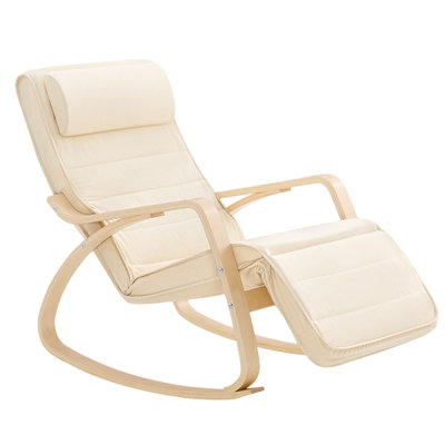Sobuy Fst16-WRocking Chair Relax Lounge Chair With Cushion Recliner With Headrest And Adjustable FootrestBeige from B&Q