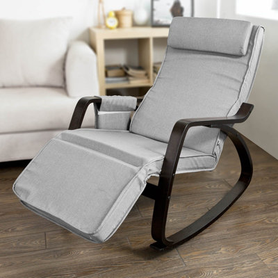 Sobuy Fst20-Hg,rocking Chair Relax Lounge Chair With Headrest & Adjustable Footrest & Removable Side Bag Grey,w66.5Xd93Xh110 from B&Q