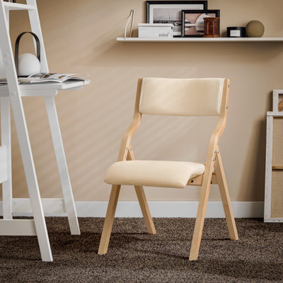 B&Q -  Fst40-WFolding Wooden Padded Chair No Assembly Kitchen Dining Chairs With Backrest And SeatCompactWhite