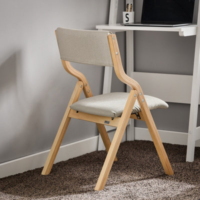 B&Q -  Fst40-HgFolding Wooden Padded Chair No Assembly Kitchen Dining Chairs With Backrest And SeatCompactGrey