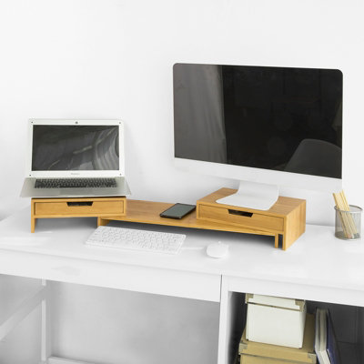 Sobuy Bbf04-N2 Drawers Bamboo Computer Screen Monitor Stand Desk OrganizerW60Xd22Xh11 from B&Q