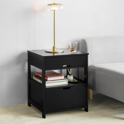 Sobuy Frg258-SchBedside Table With 2 DrawersNight Table Stand End Table Side TableBlack,w45Xd37.5Xh55 from B&Q