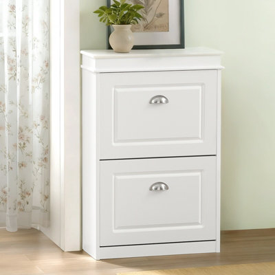 Sobuy Shoe Cabinet With 2 Flip Drawers 21.26X9.45X32.68 Inch Fsr78-WWhite from B&Q