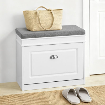 Sobuy Shoe Cabinet With Flip Drawer And Cushion Seat Load Capacity 150 Kg Fsr82-KWhite from B&Q