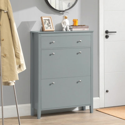 Sobuy Fsr89-HgShoe Cabinet Shoe Rack Shoe Storage Cupboard Organizer UnitGrey,w80Xd25Xh108 from B&Q