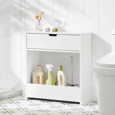 B&Q -  Bzr48-WBathroom Toilet Paper Roll HolderNarrow Shelf Storage Cabinet,white,w55Xd20Xh60