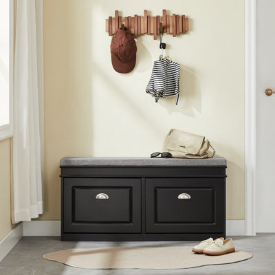 Sobuy Shoe Cabinet With 2 Flip Drawers 40.9X9.4X20.1 Inch Load Capacity 150 Kg Fsr64-SchBlack from B&Q