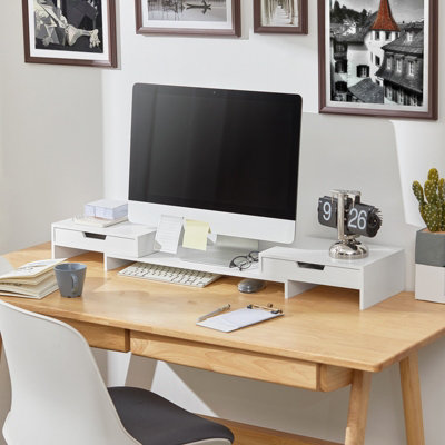 Sobuy Bbf04-W2 Drawers Computer Screen Monitor Stand Desk Organizer,w106Xd22Xh11 from B&Q