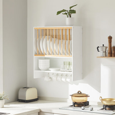 Sobuy Wall Mounted Kitchen Plate Cup Rack - White - Image 3