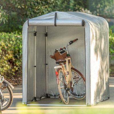 Sobuy Kls11,bike Sheds Garden Bike Storage Shed Outdoor Waterproof Bike Tent Silver Shelter,metal Frame Pe Cover,1.8Mx1.2Mx1.6M from B&Q