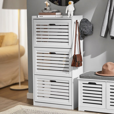 Sobuy Fsr108-W3 Drawers Shoe Cabinet Shoe Rack Shoe Storage Cupboard Organizer Unit,white,w55Xd30Xh112