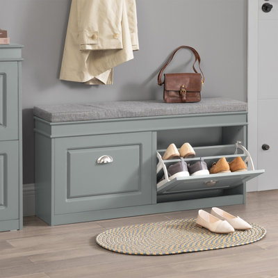 Sobuy Shoe Cabinet With 2 Flip-Doors 40.9X9.5X20 Inch Load Capacity 150 Kg Fsr64-HgGray from B&Q