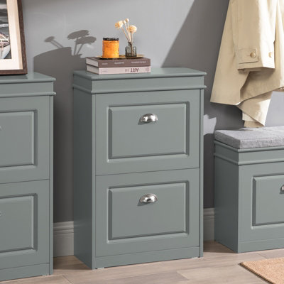 Sobuy Shoe Cabinet With 2 Flip Drawers 21.26X9.45X32.68 Inch Fsr78-HgGray from B&Q