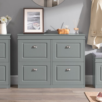 Sobuy Shoe Cabinet With 4 Flip Doors 41.3X9.4X32.7 Inch Fsr79-HgGray from B&Q