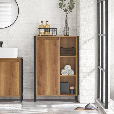 Sobuy Bzr65-PfSlim Bathroom Storage Cabinet Unit Freestanding Narrow Cupboard With Removable Laundry Basket from B&Q